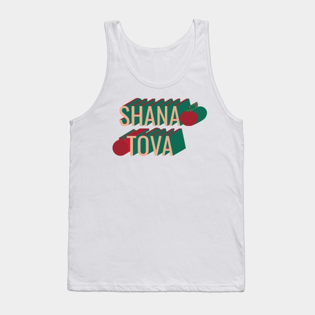 3D retro style Shana Tova apple and pomegranate Tank Top by sigdesign